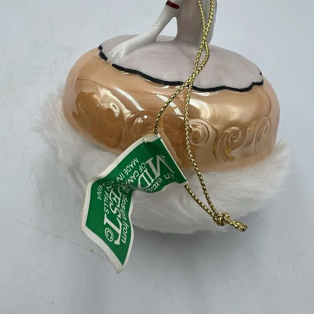 VTG Midwest Cannon Falls Porcelain Ornaments Set of‎ 2 Lady & Harlequin NWT